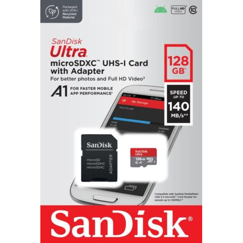 Sandisk 128 Gb Ultra Microsdxc Uhs-I Scheda, Con Adattatore Sd Sandisk 128 Gb Ultra Microsdxc Uhs-I Scheda, Con Adattatore Sd